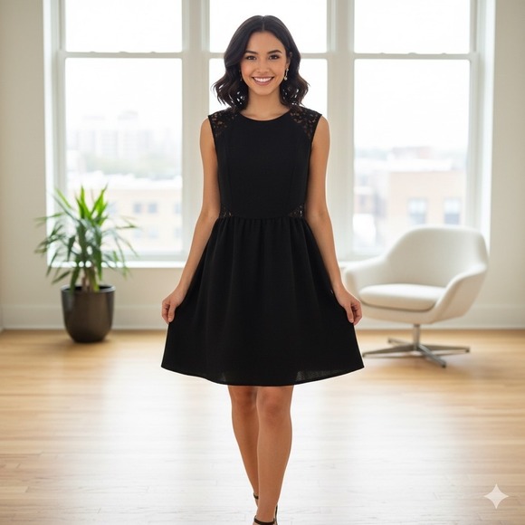 Speckless Dresses & Skirts - Speckless Mini Dress Womens 9 Black Lace Cap Sleeve Fit Flare Party Cocktail